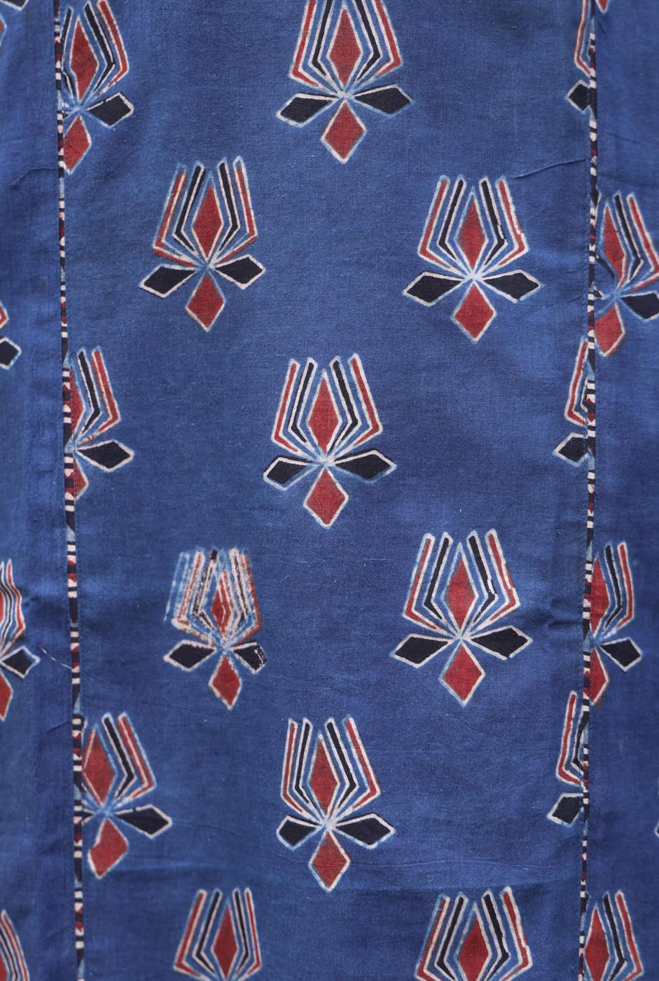 Lotus Block Ajrakh Kurti with Potli & Loop Detailing