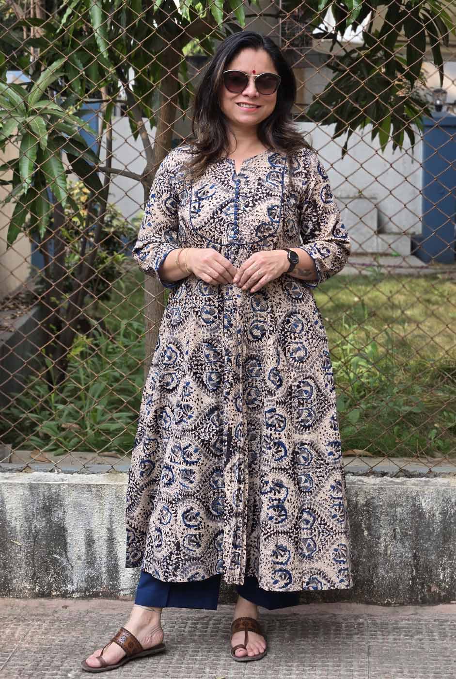 Kalamkari Handloom Kurta with Front gather
