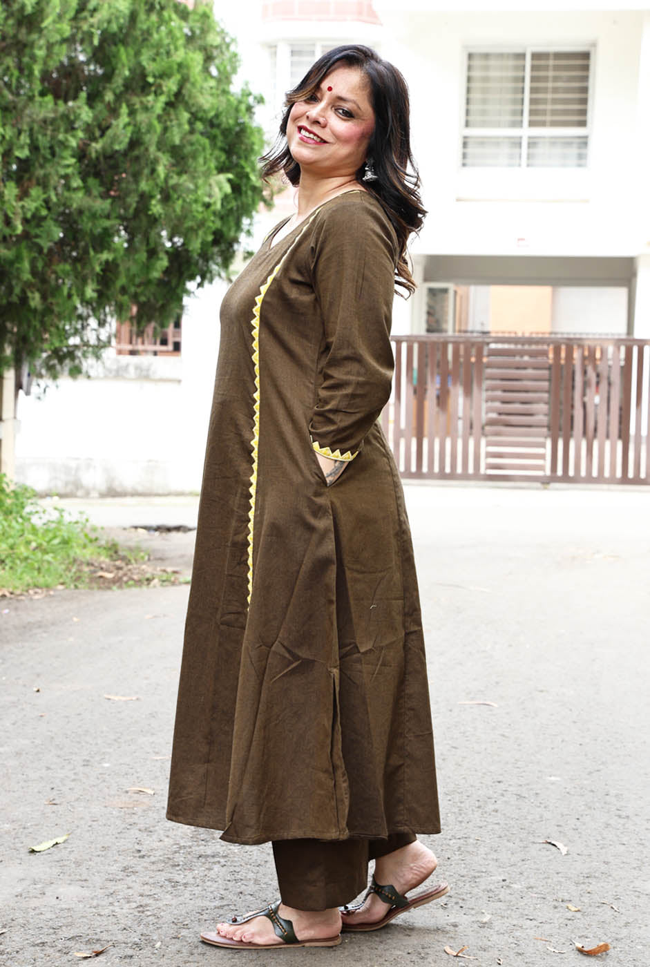 Handloom Cotton Kurta with Exclusive Ikat Applique Work