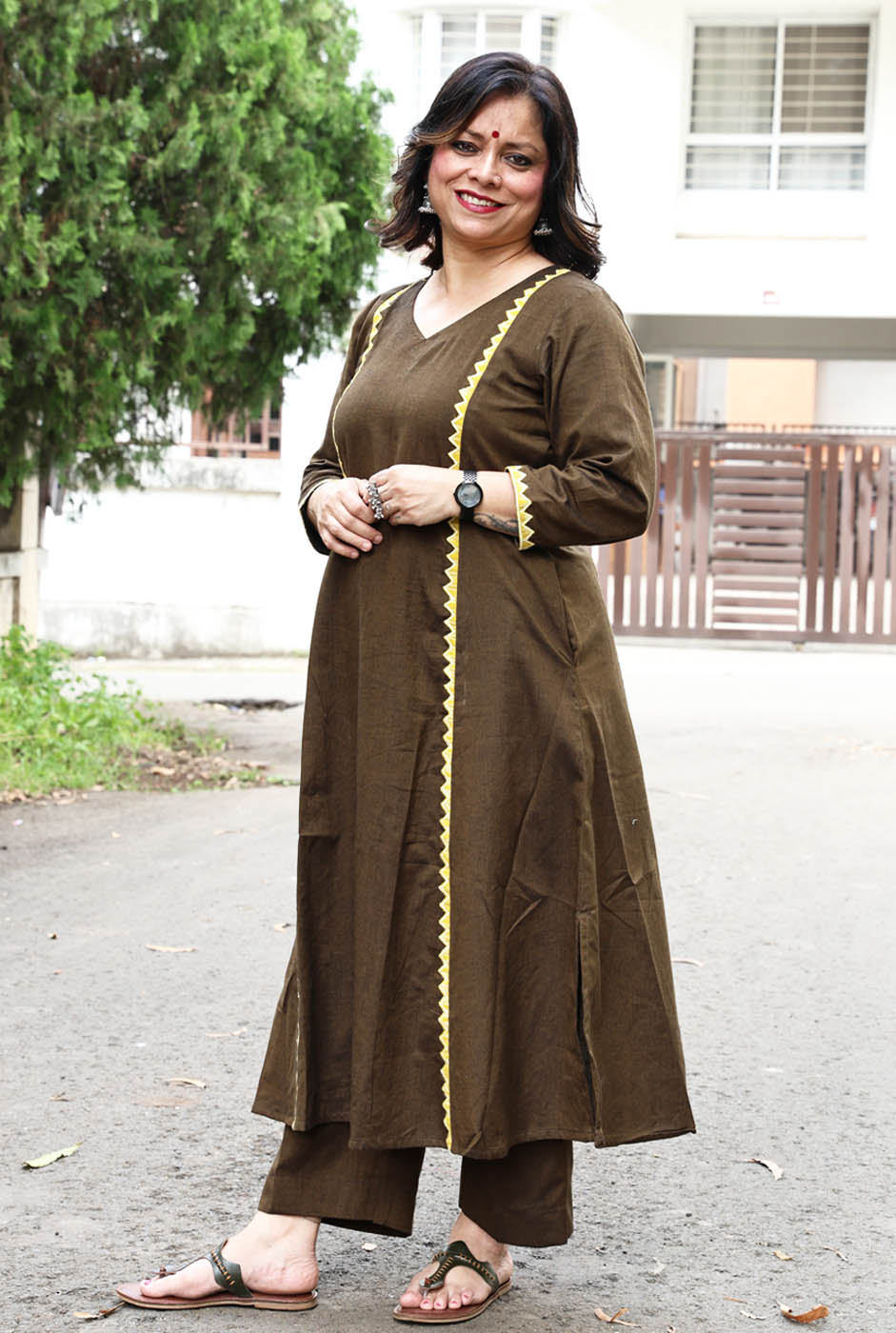 Handloom Cotton Kurta with Exclusive Ikat Applique Work