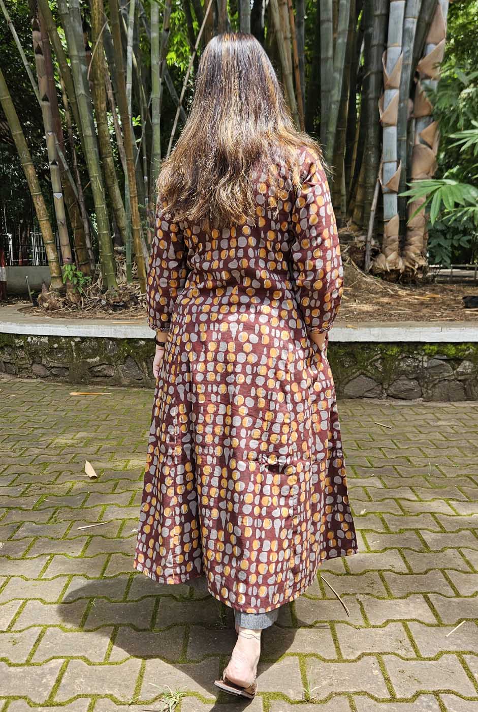 Brown A-Line Kalidar Kurta