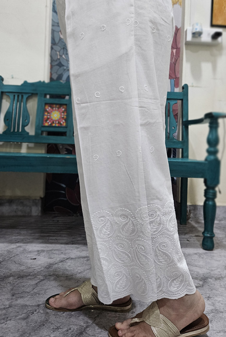 White Chikankari Pant