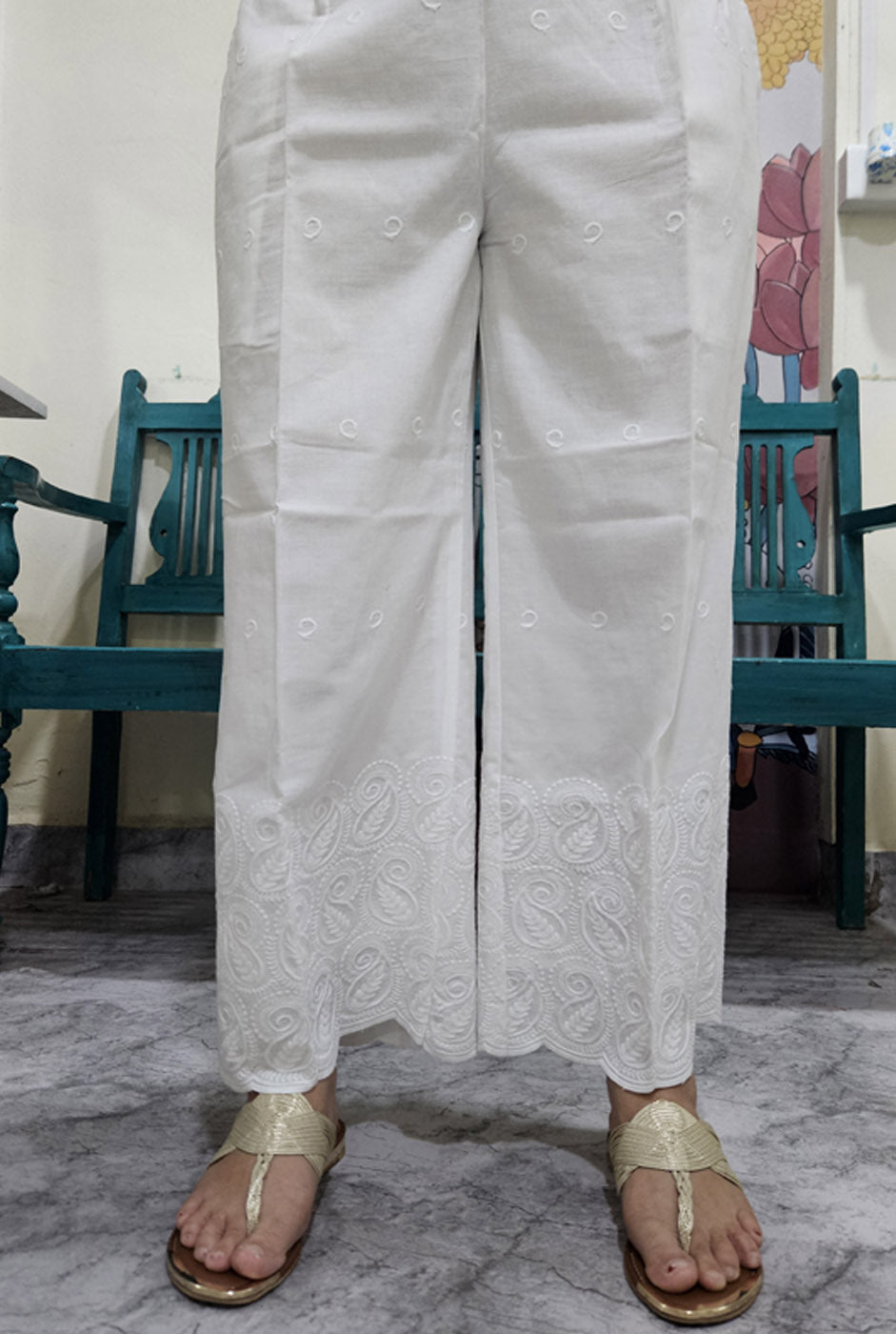 White Chikankari Pant