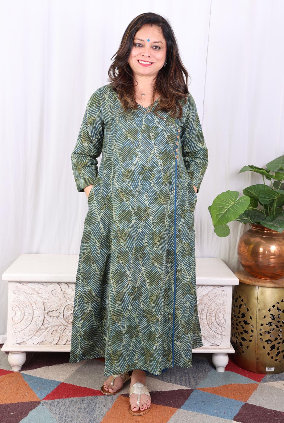 Elegant Green Angrakha Kurta