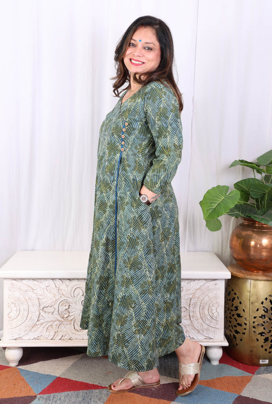 Elegant Green Angrakha Kurta