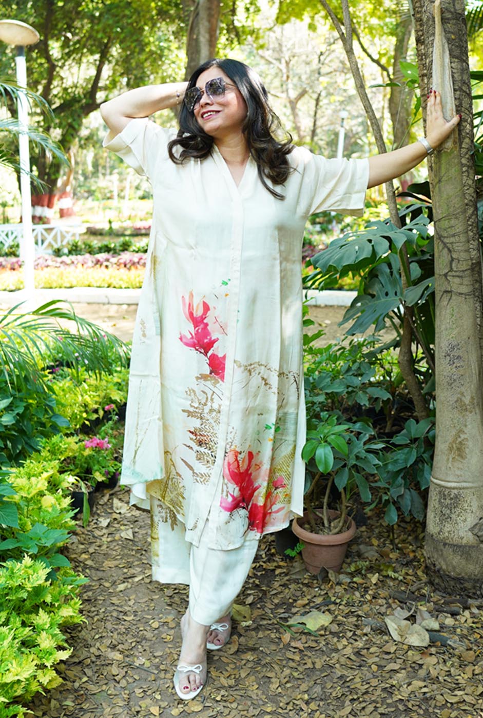 Ivory Floral Muslin Co-ord Set