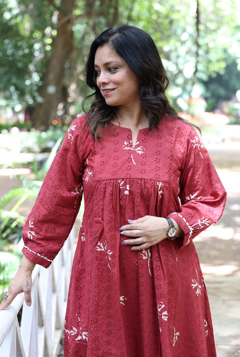 Meher Hand Block Schiffli Kurti/ Dress