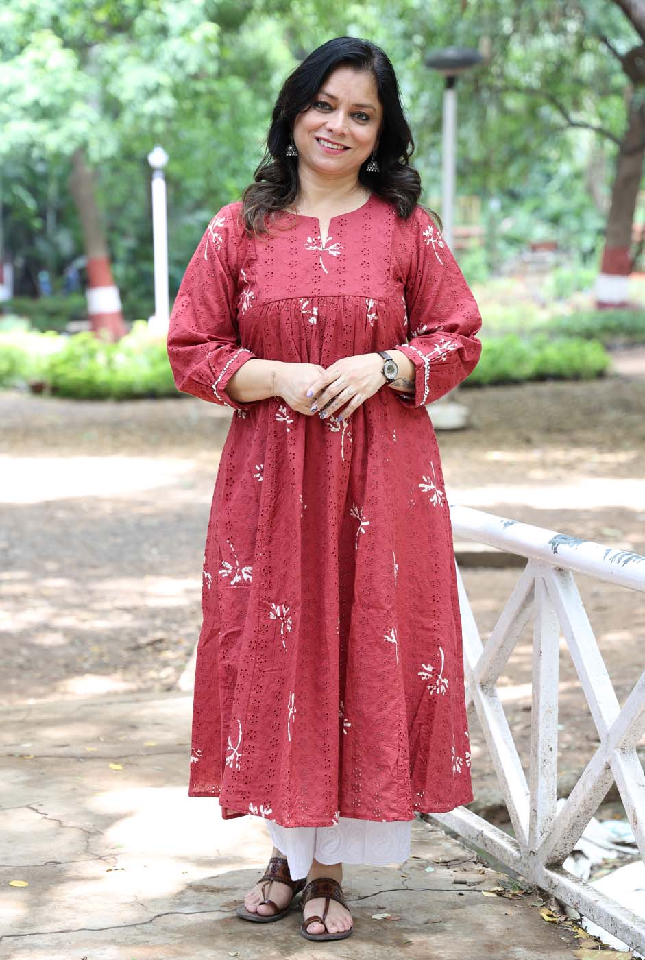 Meher Hand Block Schiffli Kurti/ Dress
