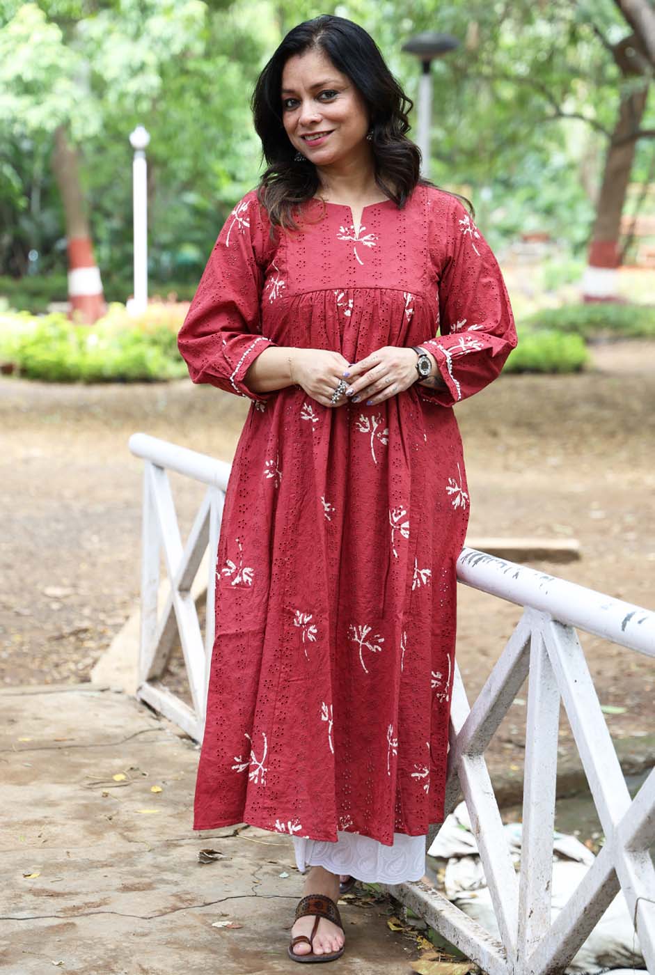 Meher Hand Block Schiffli Kurti/ Dress