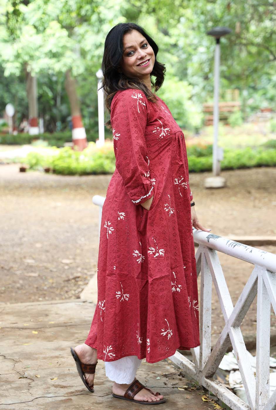 Meher Hand Block Schiffli Kurti/ Dress