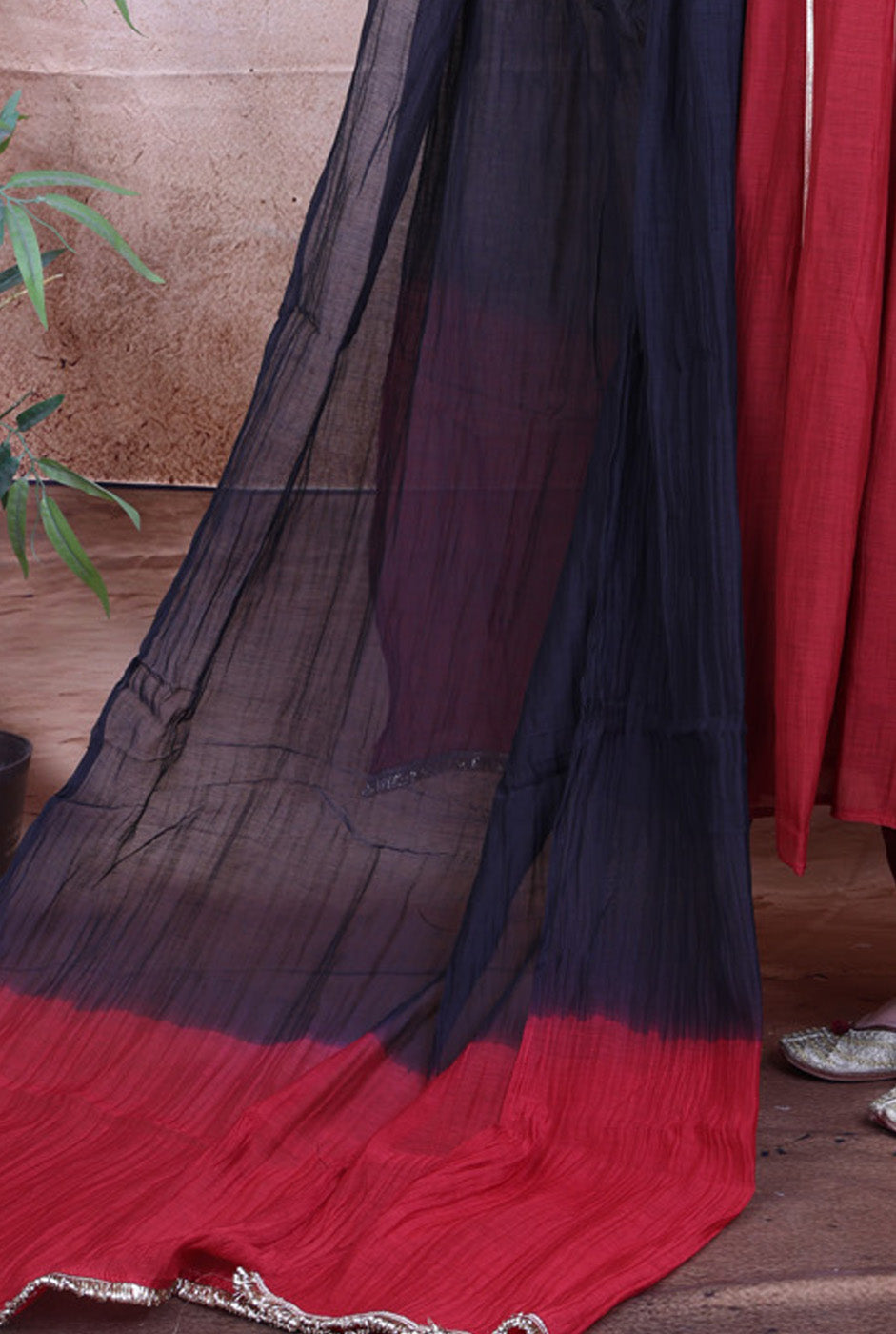 Chanderi Dupatta Red and Black