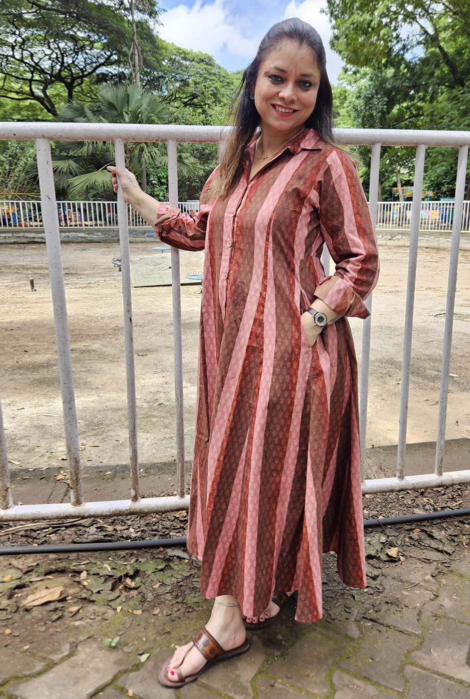 Handcrafted Dabu Print Shirt Dress in Cotton