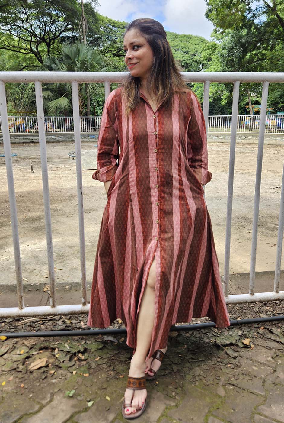 Handcrafted Dabu Print Shirt Dress in Cotton