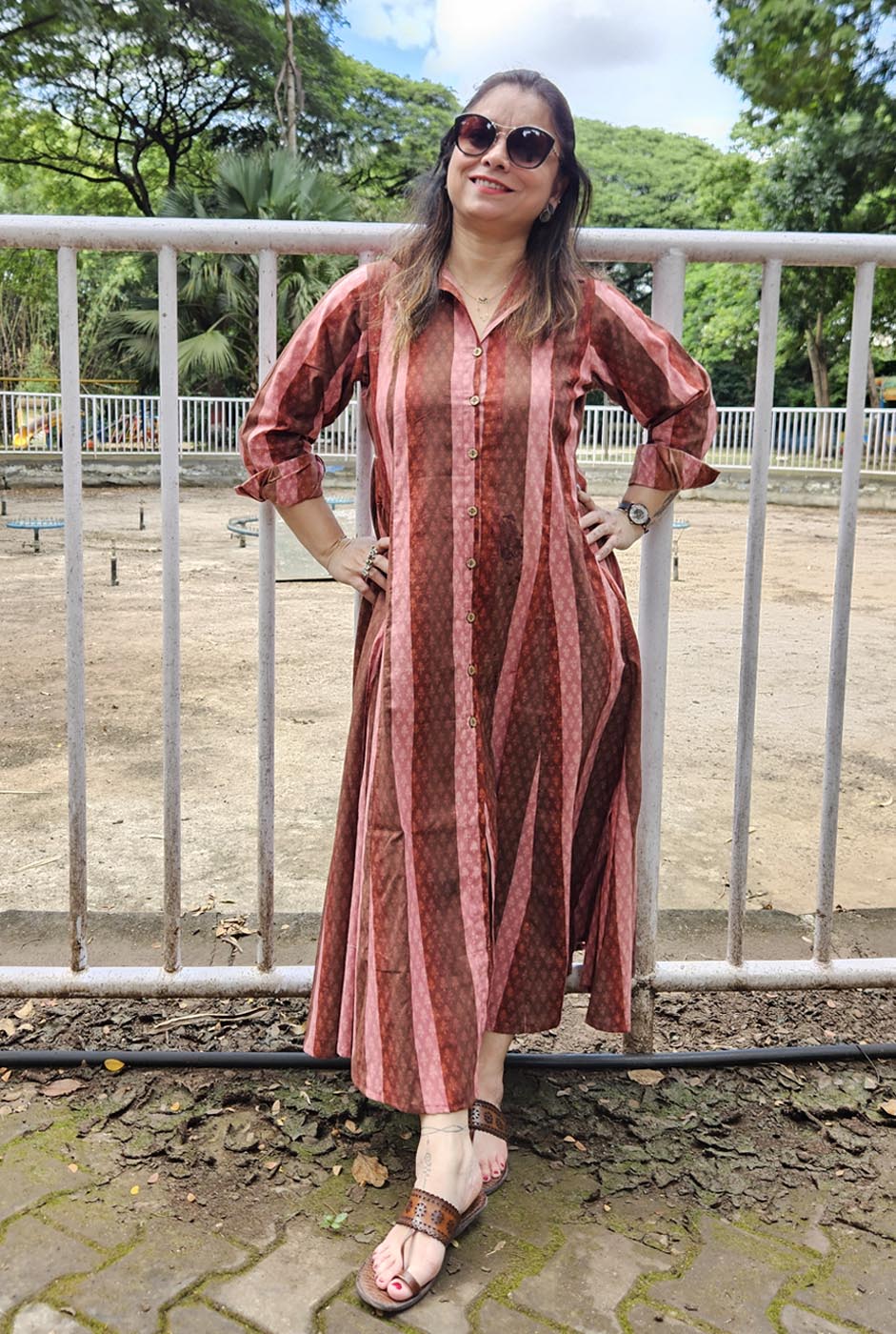 Handcrafted Dabu Print Shirt Dress in Cotton