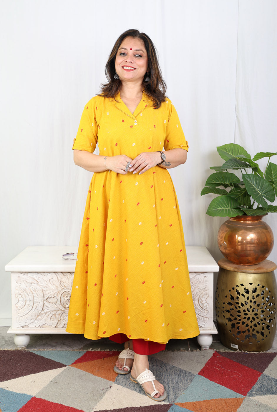 Nazakat Yellow Umbrella Kurta