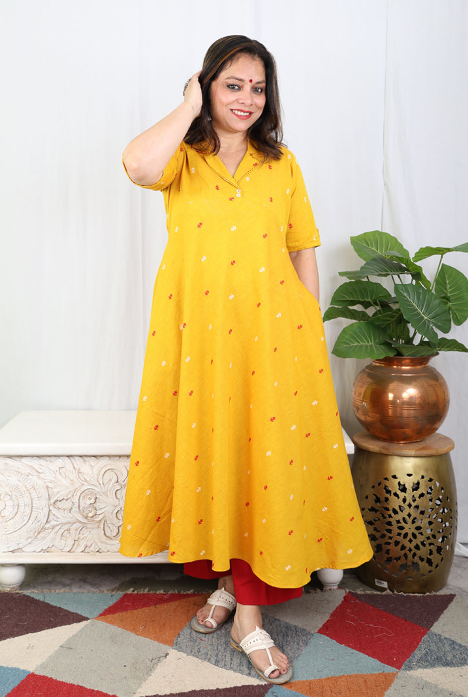 Nazakat Yellow Umbrella Kurta