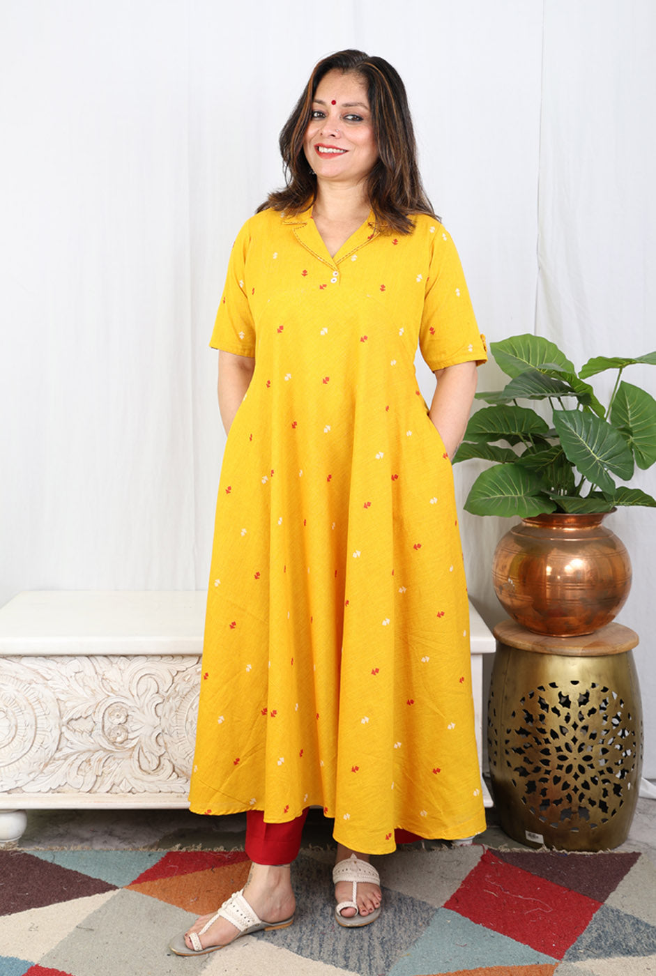 Nazakat Yellow Umbrella Kurta