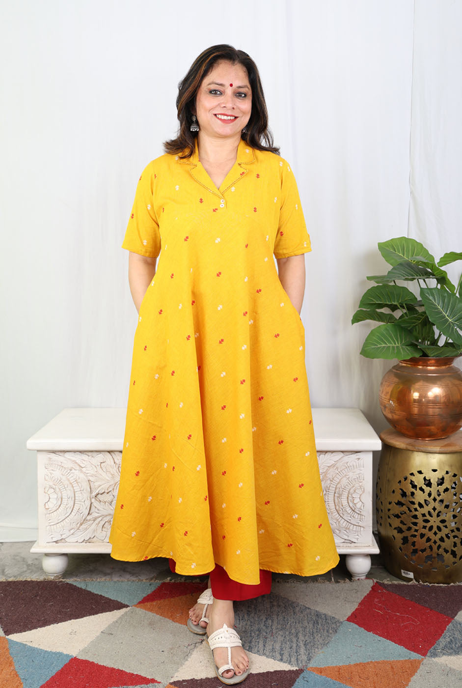 Nazakat Yellow Umbrella Kurta