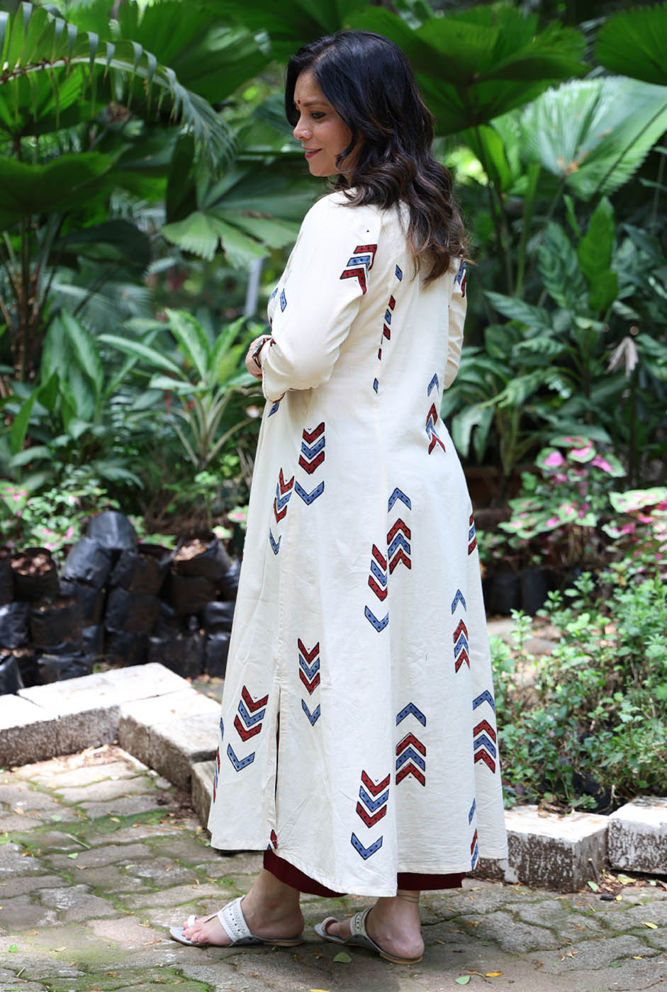 Alahi Ajrakh Arrow block White kurta