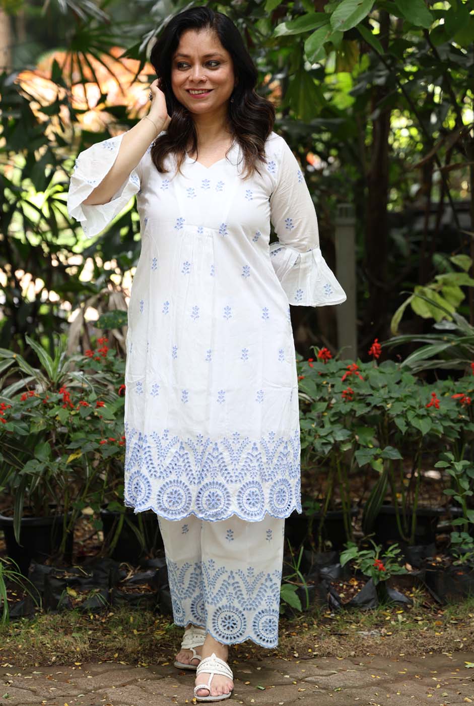 White Schiffli Co-ord Set – Made to Order