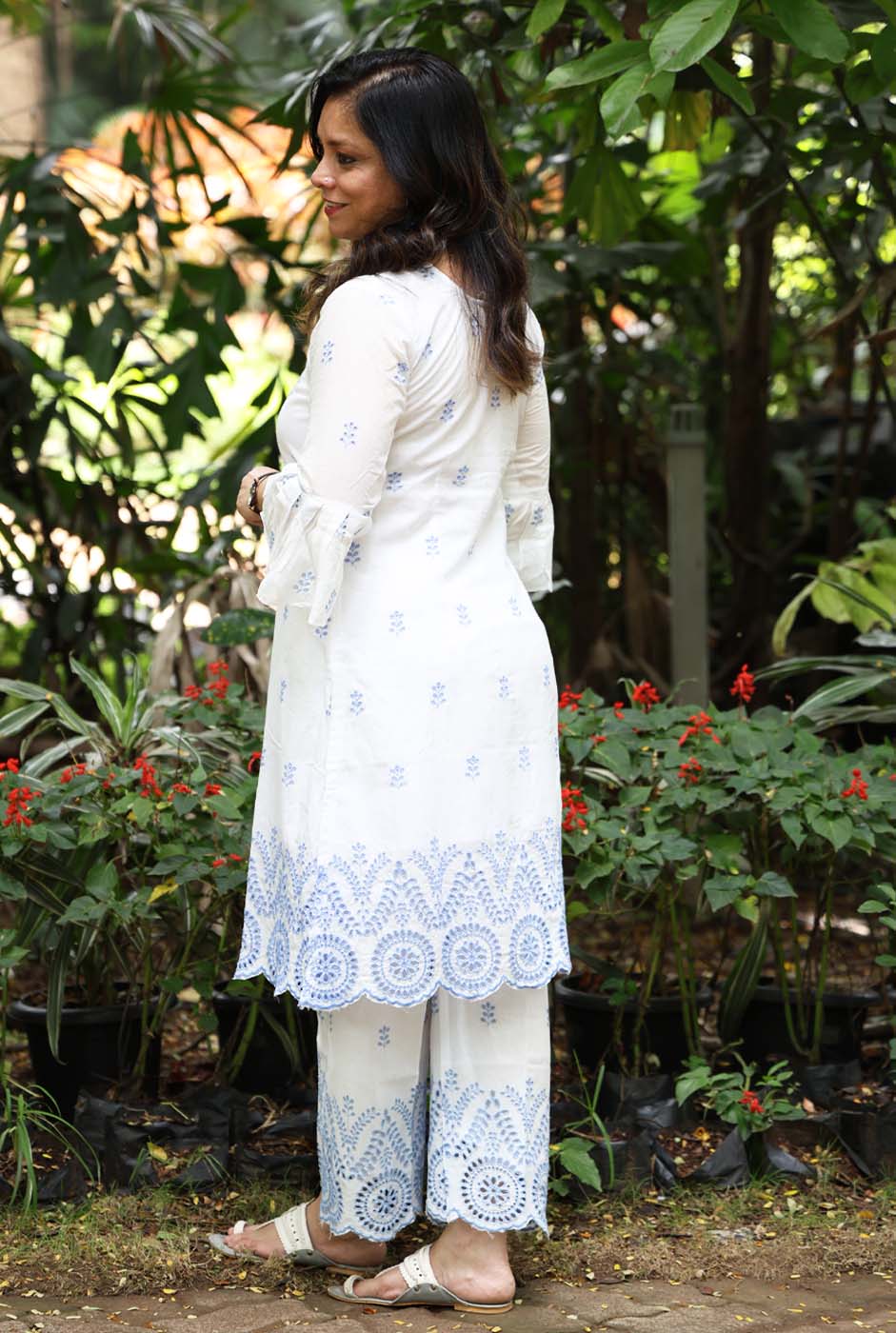White Schiffli Co-ord Set – Made to Order