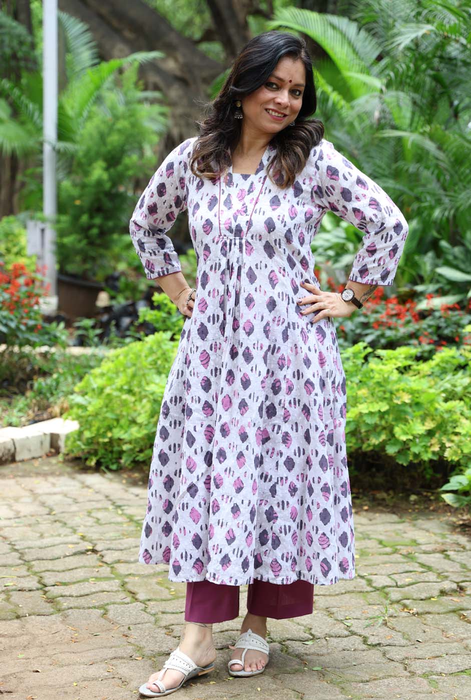 Elegant White Dobi Cotton Batik Kurta B