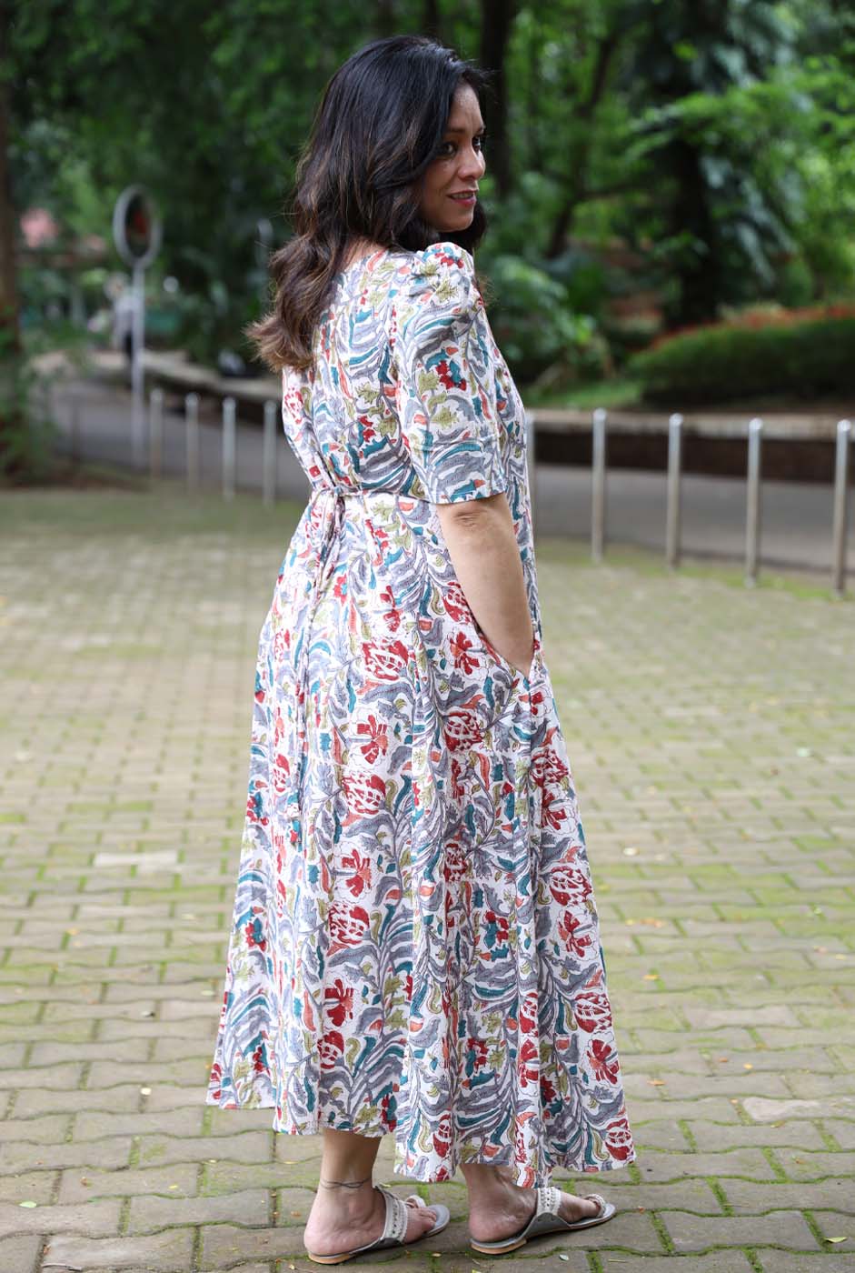 Hand Block Printed Cotton Floral Dress