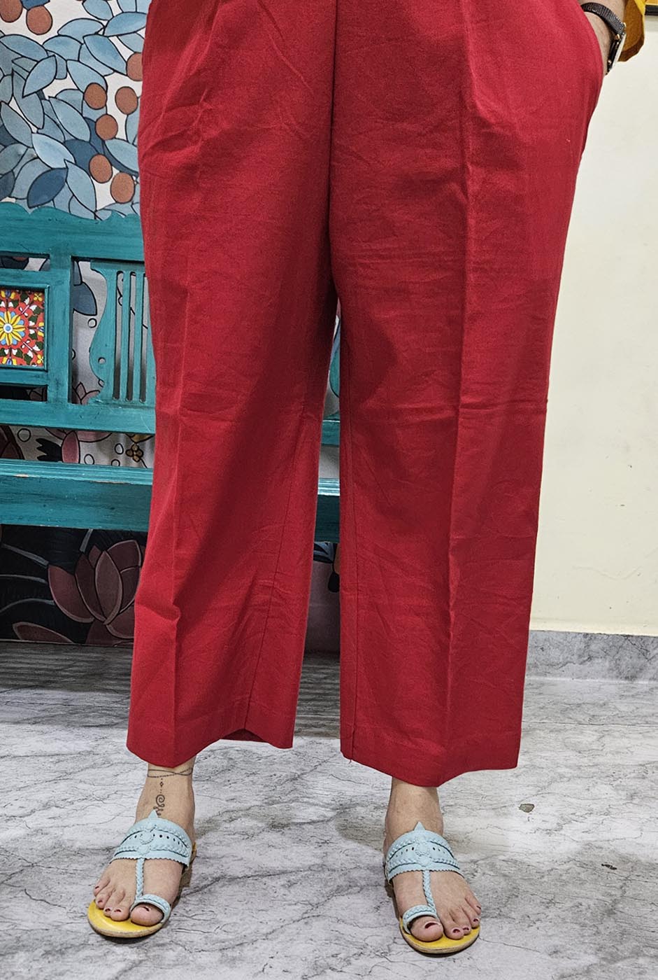 Red Handloom Pant