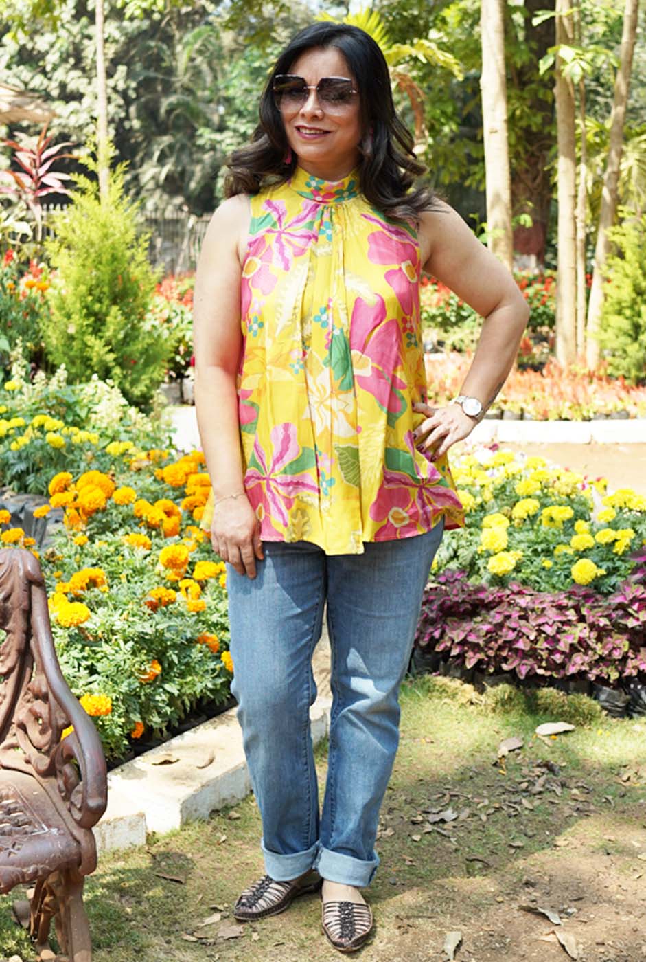 Sunshine Yellow Polo Neck Short Top