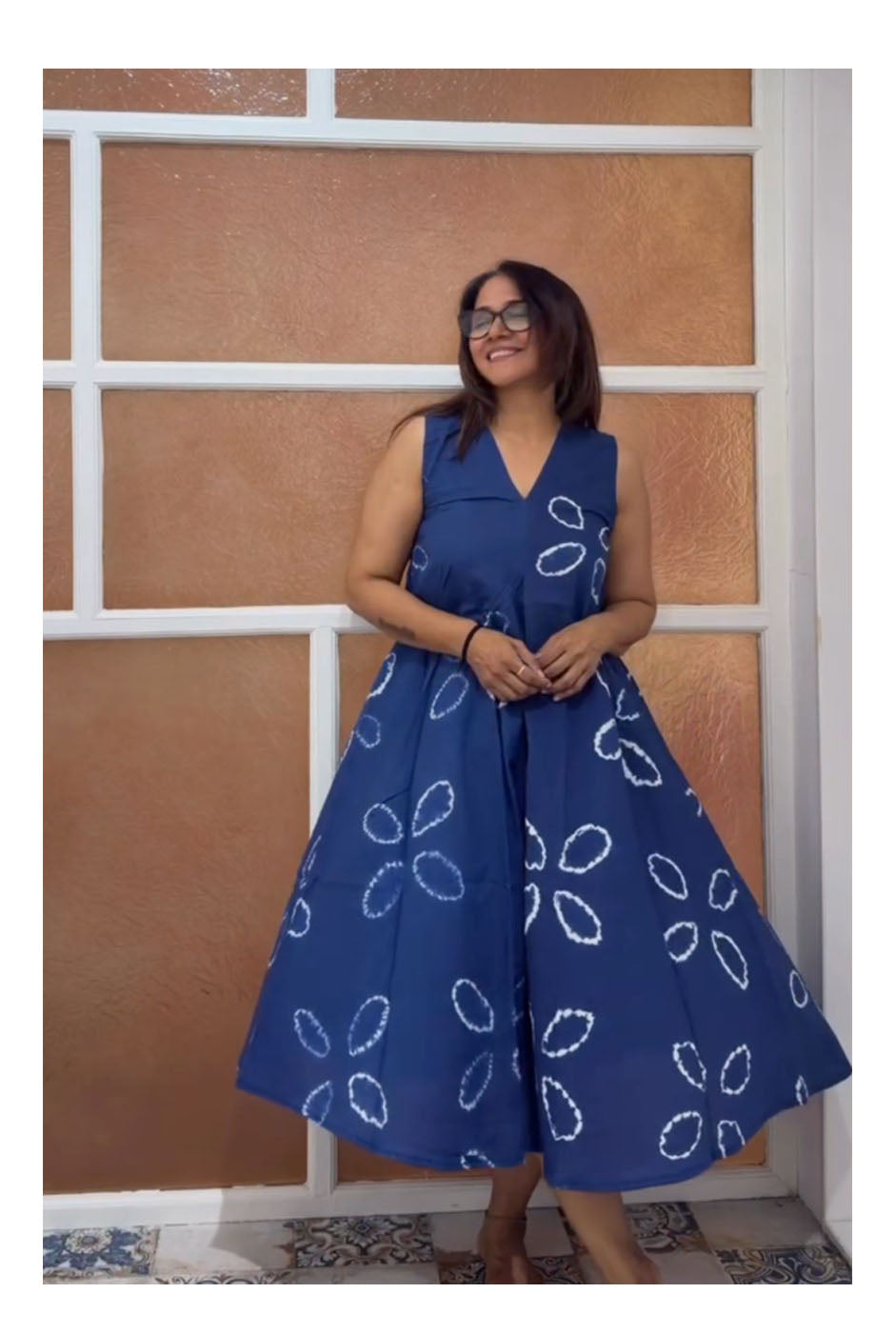 Blue Shibori Dress (Sleeves On request)