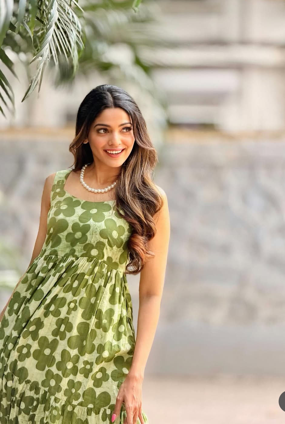 Vana Phool Green Mull Cotton Dress