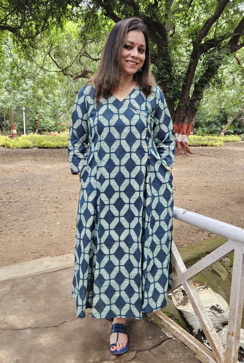 handblock noor Angrakha Kurta