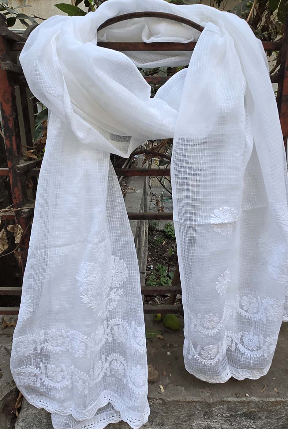 Chikankari Kota Doria Dupatta