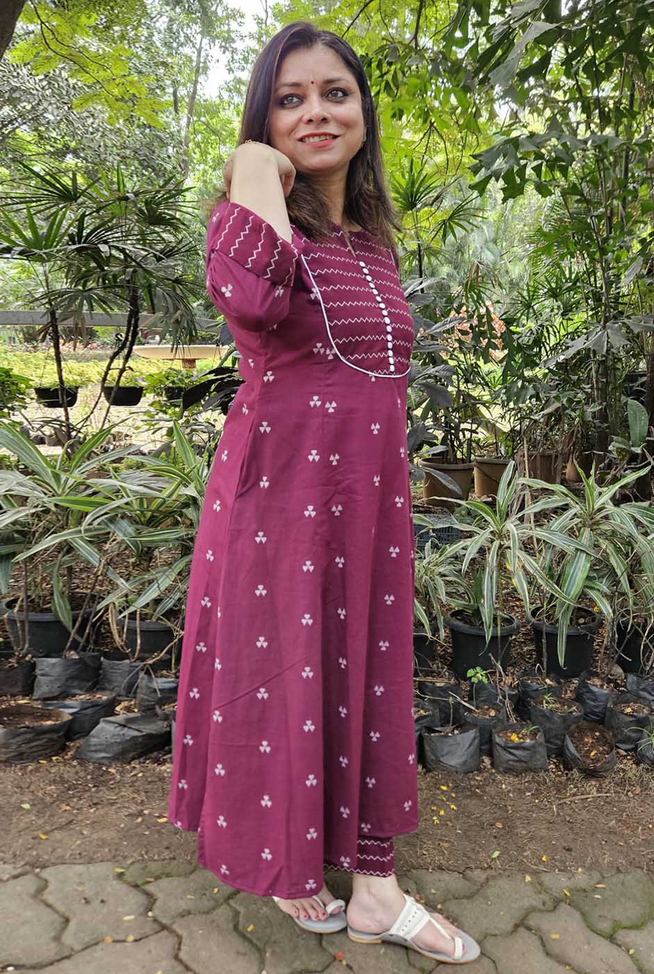 Nazakat Handloom Cotton Kalidar Co-Ord Set