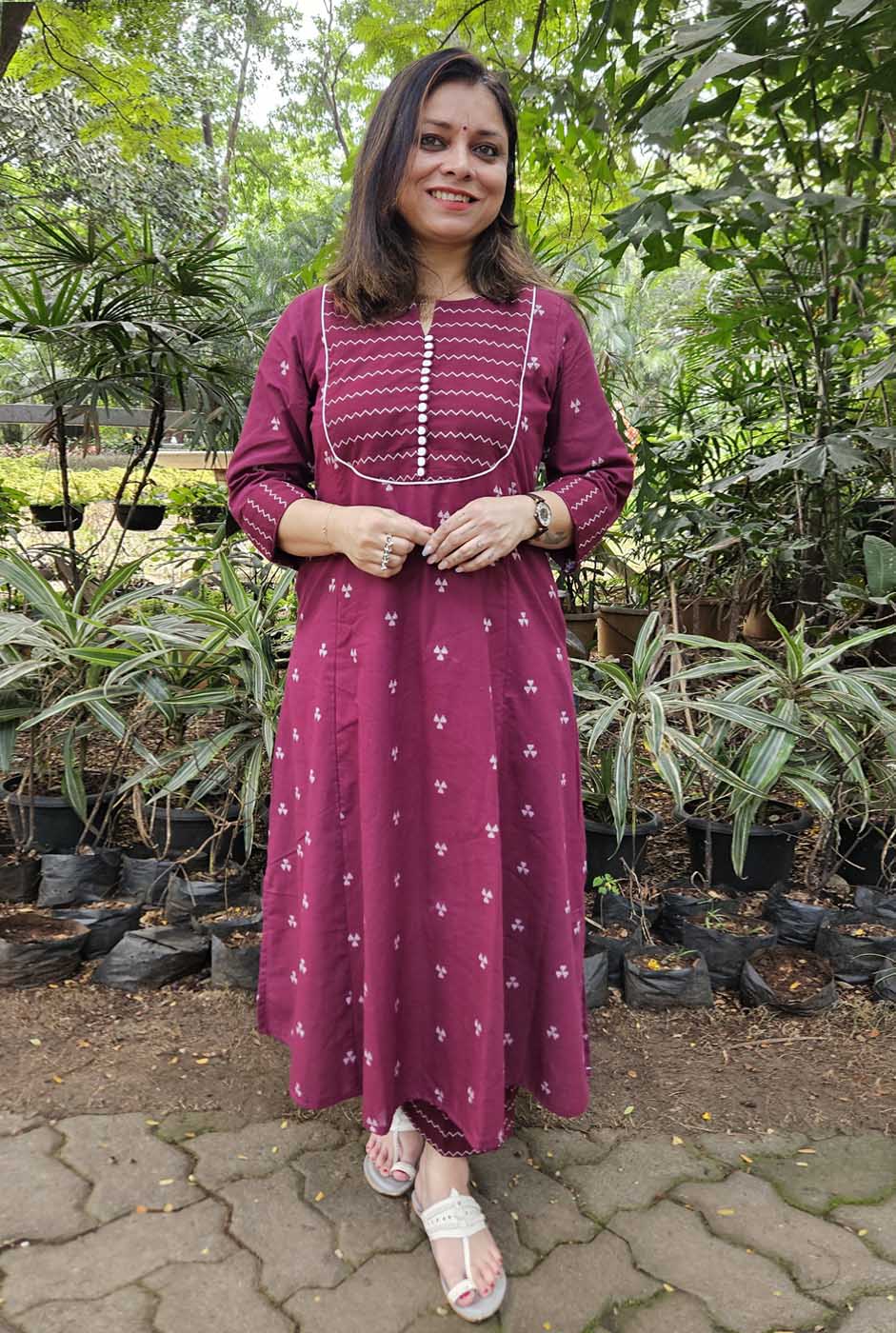 Nazakat Handloom Cotton Kalidar Co-Ord Set