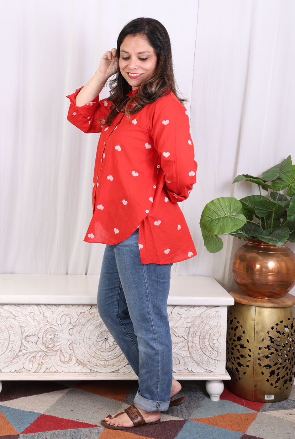 Red Handloom cotton Shirt