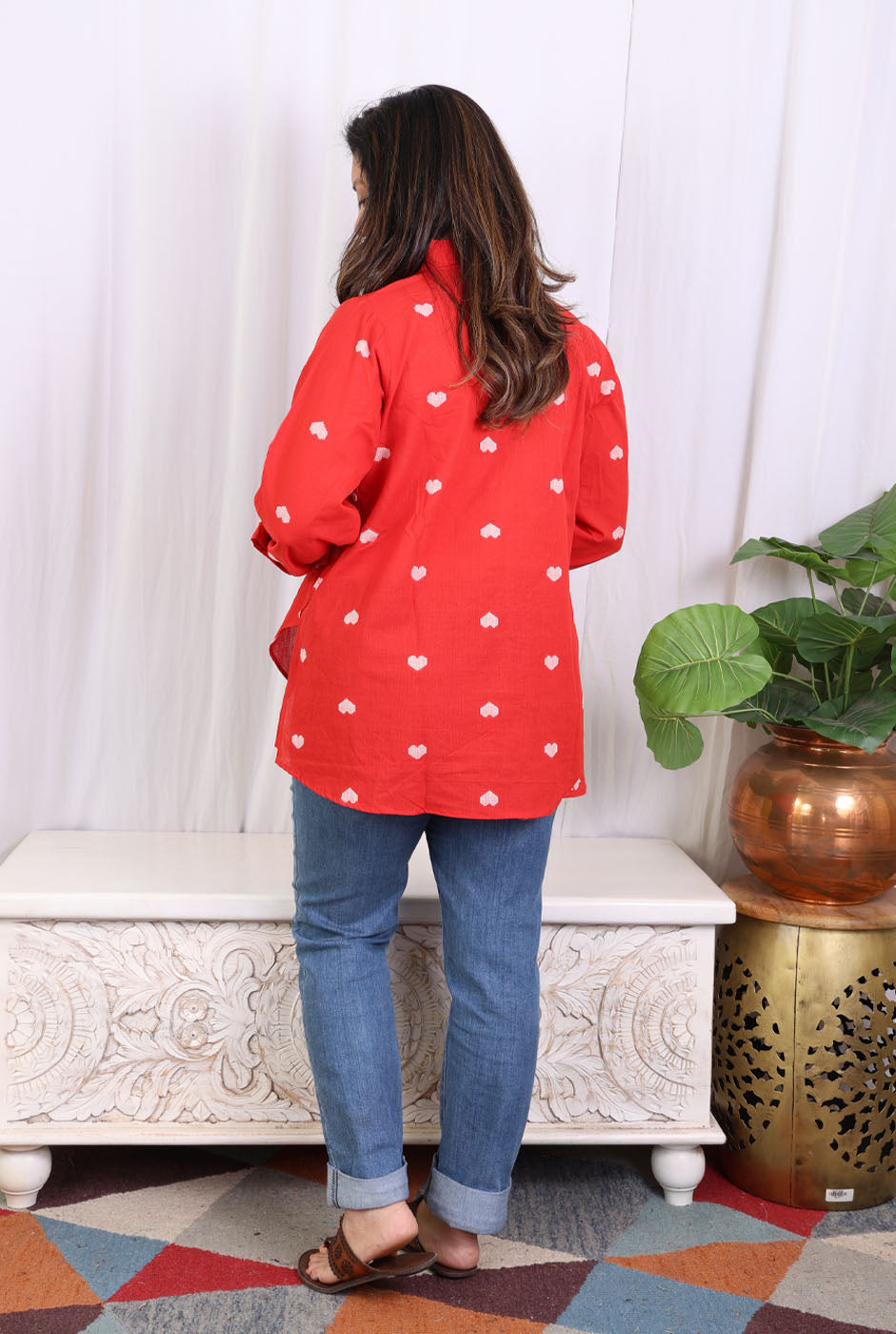 Red Handloom cotton Shirt