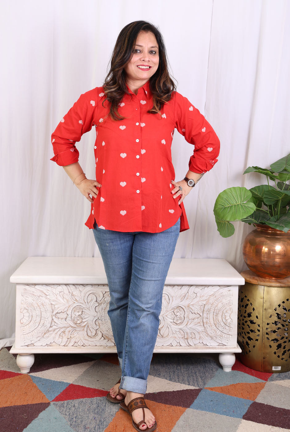 Red Handloom cotton Shirt