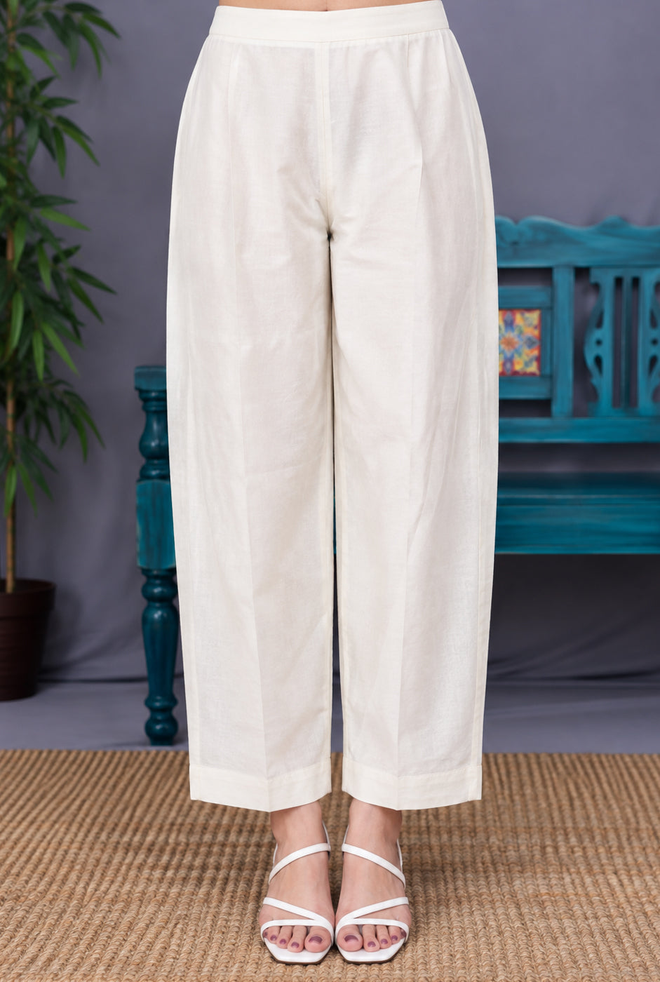 Chanderi Pant White