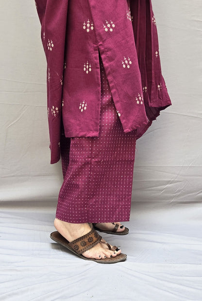 Madhurima Cotton Co-Ord Set with Handwoven Butti