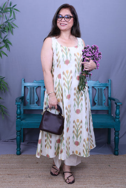 Off-White Uzbek Ikat Kurta