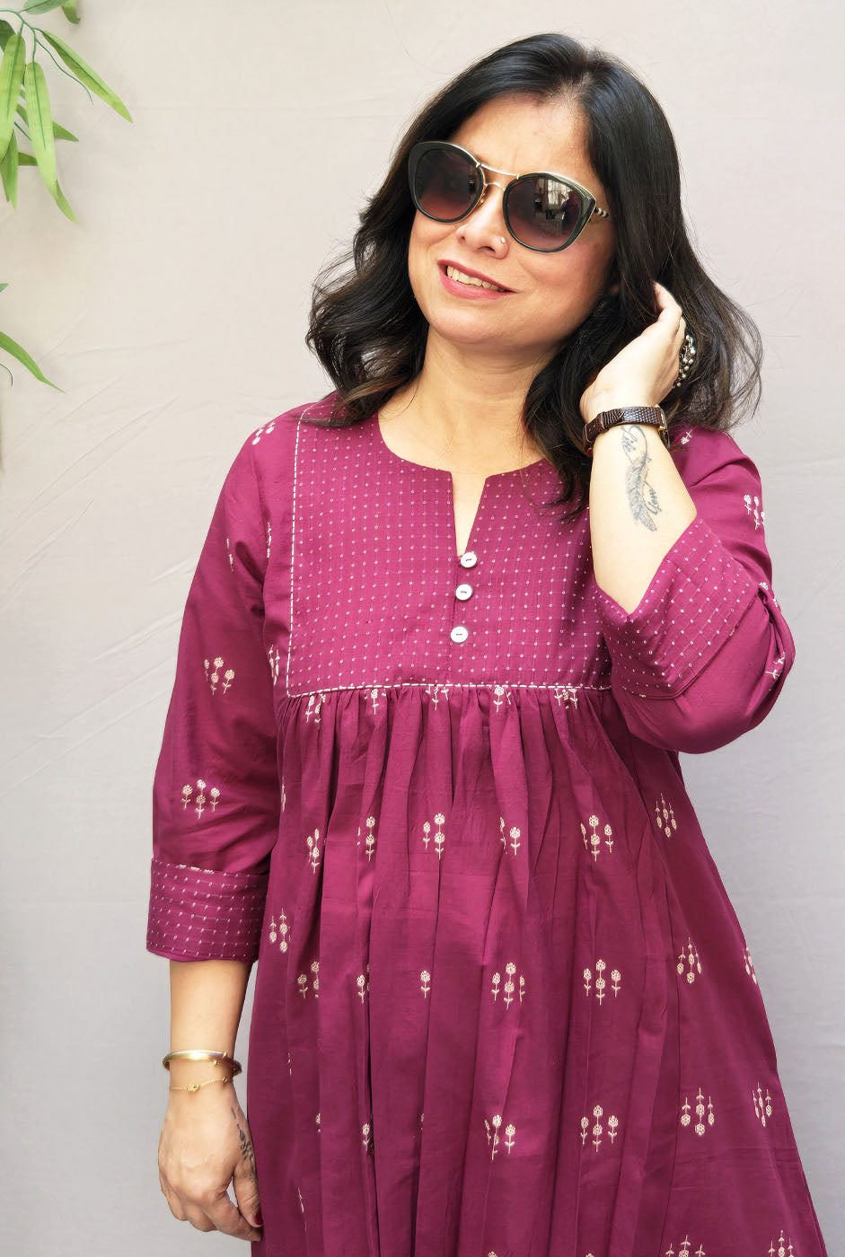Madhurima Cotton Co-Ord Set with Handwoven Butti