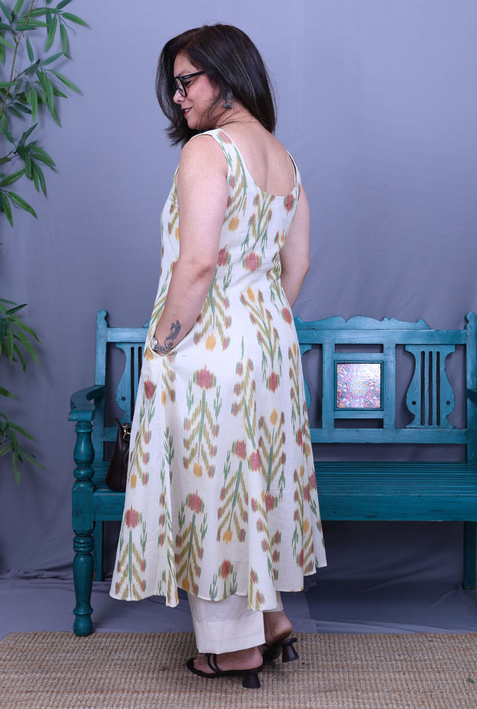 Off-White Uzbek Ikat Kurta