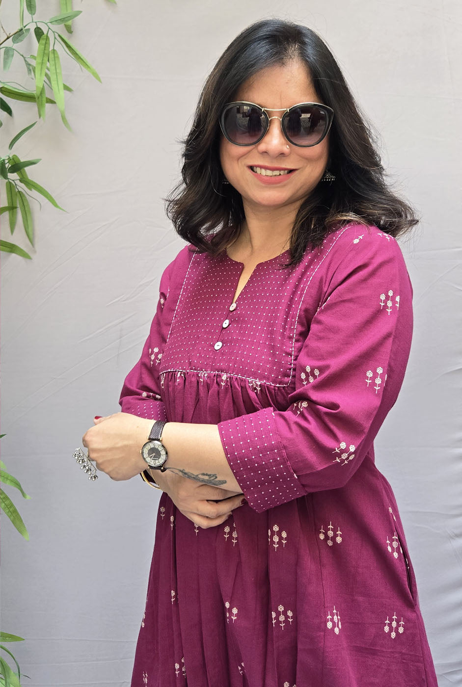Madhurima Cotton Co-Ord Set with Handwoven Butti