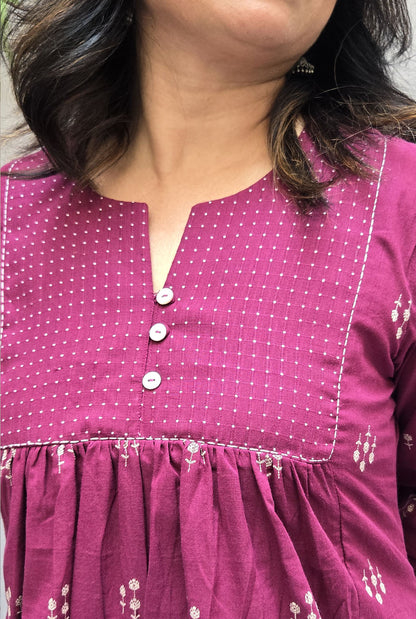 Madhurima Cotton Co-Ord Set with Handwoven Butti