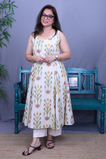 Off-White Uzbek Ikat Kurta