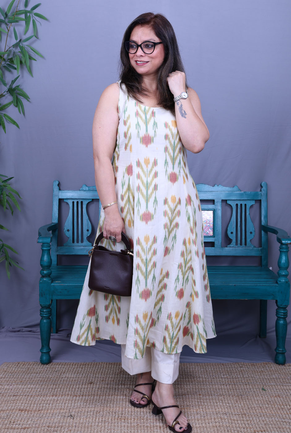 Off-White Uzbek Ikat Kurta