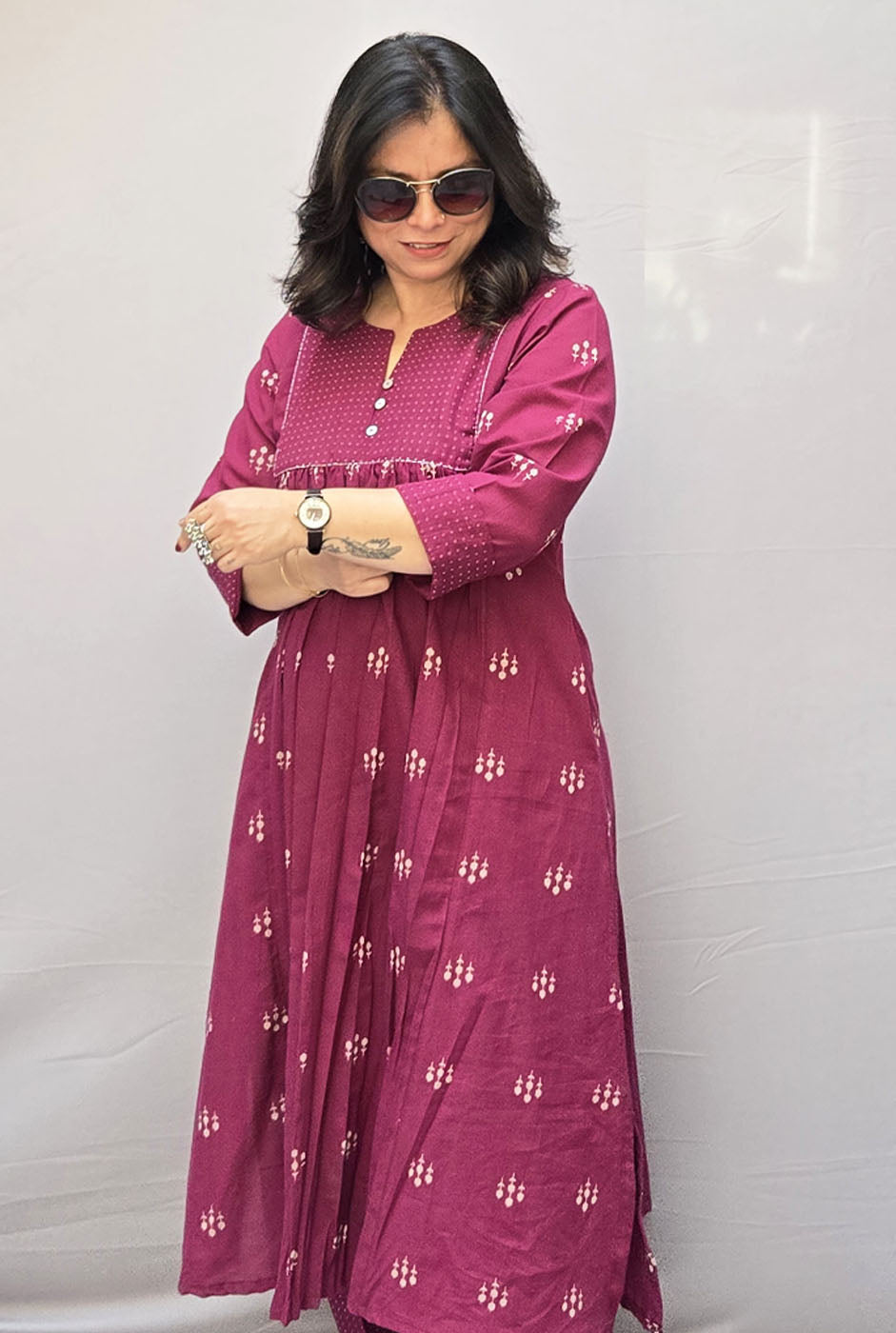 Madhurima Cotton Co-Ord Set with Handwoven Butti