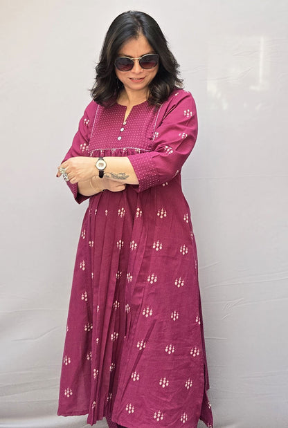 Madhurima Cotton Co-Ord Set with Handwoven Butti