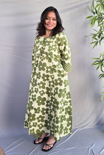 Vana Phool Green Dabu Block Printed Co-Ord Set